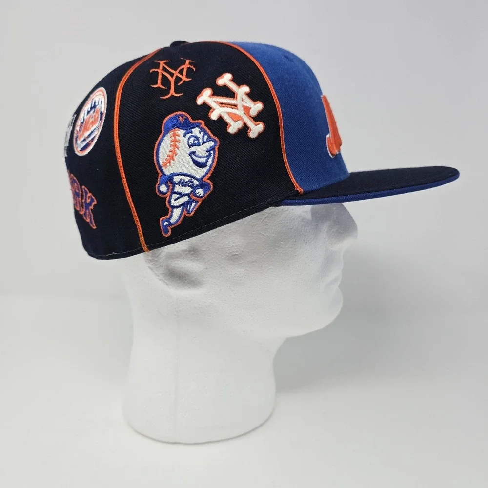 American Needle New York Mets Cooperstown Collection Multi Logo Hat Blue 7 7/8